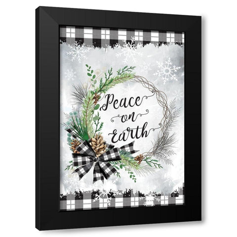 Peace on Earth Black Modern Wood Framed Art Print with Double Matting by ND Art