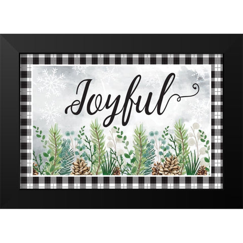 Joyful Black Modern Wood Framed Art Print by ND Art