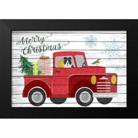 Merry Christmas Black Modern Wood Framed Art Print by ND Art