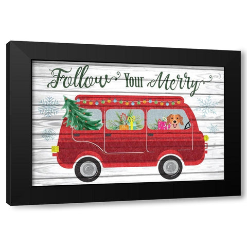 Follow Your Merry Black Modern Wood Framed Art Print by ND Art