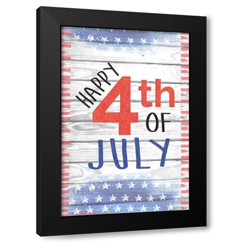 Happy 4th of July Black Modern Wood Framed Art Print with Double Matting by ND Art