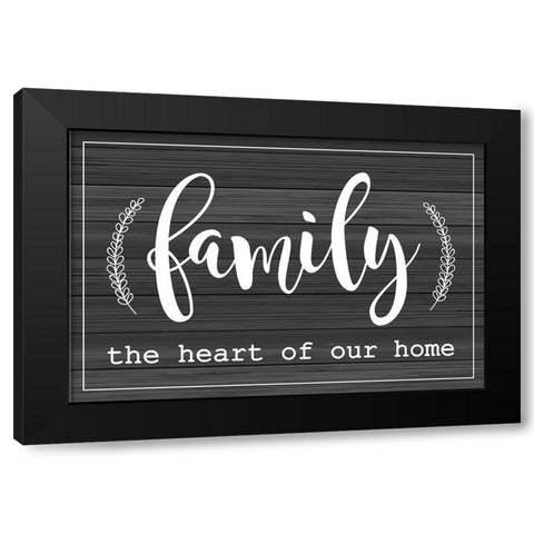 Family is the Heart of Our Home Black Modern Wood Framed Art Print with Double Matting by ND Art