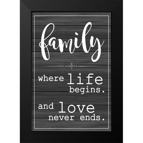 Love Never Ends Black Modern Wood Framed Art Print by ND Art