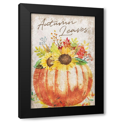 Autumn Leaves Black Modern Wood Framed Art Print by ND Art