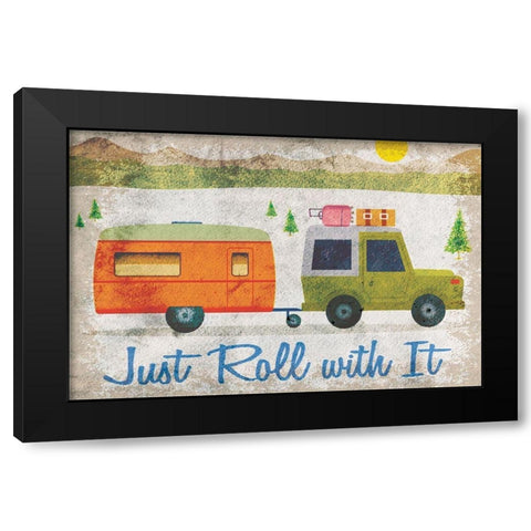 Just Roll with It Black Modern Wood Framed Art Print by ND Art