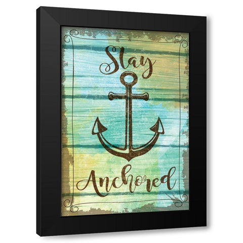 Stay Anchored Black Modern Wood Framed Art Print by ND Art