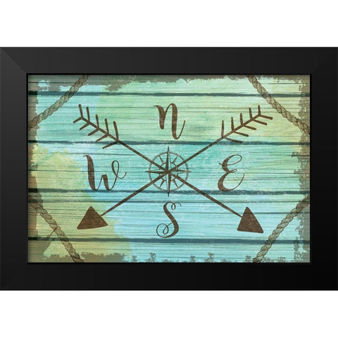 Compass Key Black Modern Wood Framed Art Print by ND Art
