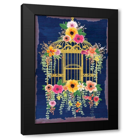 Bird Cage Black Modern Wood Framed Art Print with Double Matting by ND Art