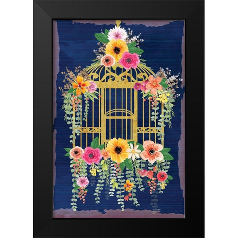 Bird Cage Black Modern Wood Framed Art Print by ND Art
