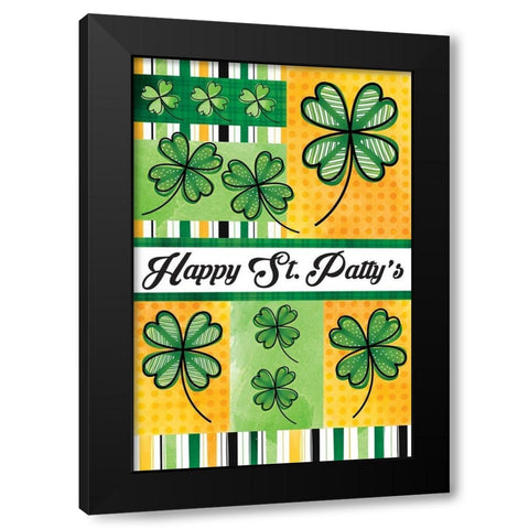 Happy St. Pattys Black Modern Wood Framed Art Print by ND Art