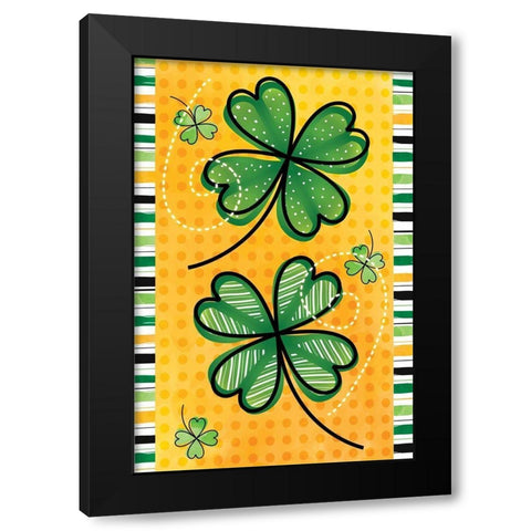 4 Leaf Clovers Black Modern Wood Framed Art Print by ND Art