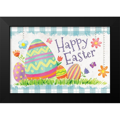Happy Easter Black Modern Wood Framed Art Print by ND Art