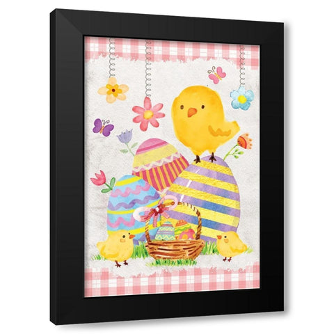 Easter Basket Black Modern Wood Framed Art Print with Double Matting by ND Art