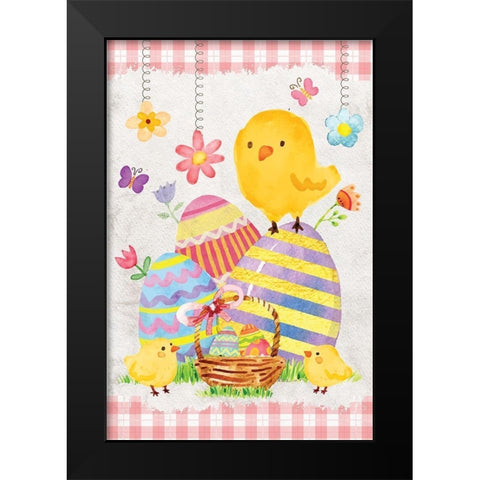 Easter Basket Black Modern Wood Framed Art Print by ND Art