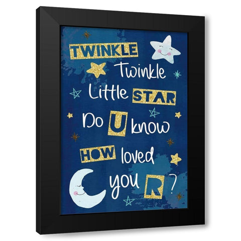 Twinkle Twinkle Little Star Black Modern Wood Framed Art Print by ND Art