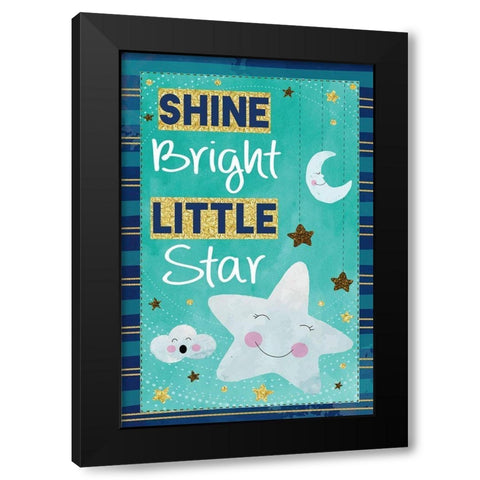 Shine Bright Little Star Black Modern Wood Framed Art Print by ND Art