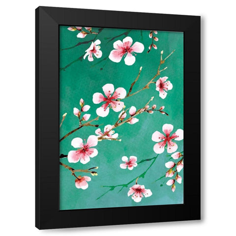Cherry Blossoms III Black Modern Wood Framed Art Print with Double Matting by ND Art