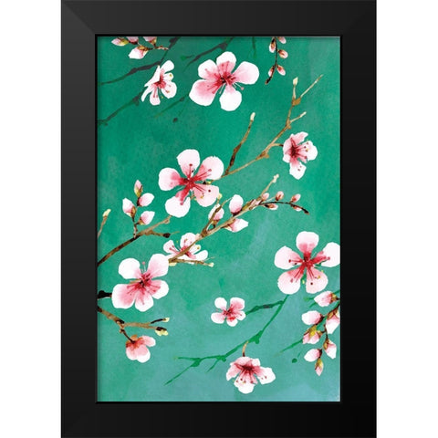 Cherry Blossoms III Black Modern Wood Framed Art Print by ND Art