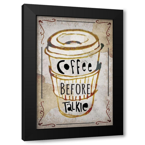 Coffee Typography III Black Modern Wood Framed Art Print by ND Art