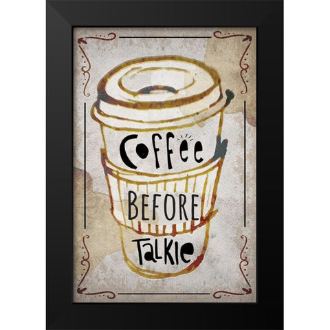Coffee Typography III Black Modern Wood Framed Art Print by ND Art