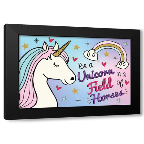 Be a Unicorn Black Modern Wood Framed Art Print with Double Matting by ND Art