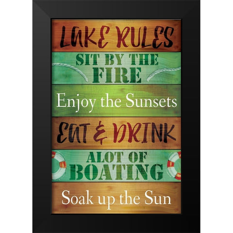 Lake Rules Black Modern Wood Framed Art Print by ND Art