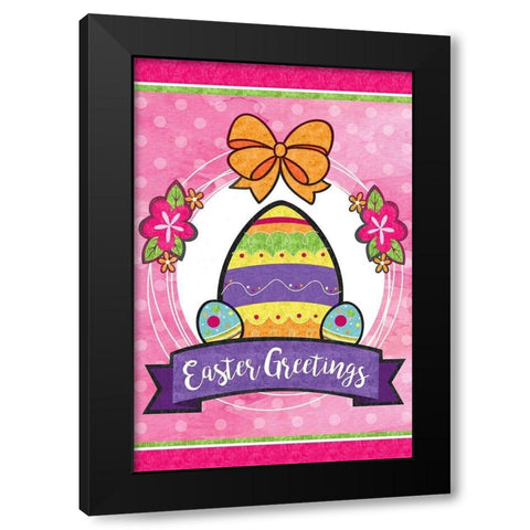 Easter Greetings Black Modern Wood Framed Art Print by ND Art
