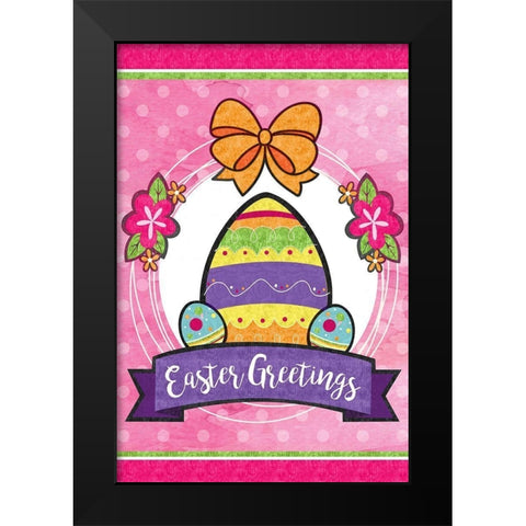 Easter Greetings Black Modern Wood Framed Art Print by ND Art