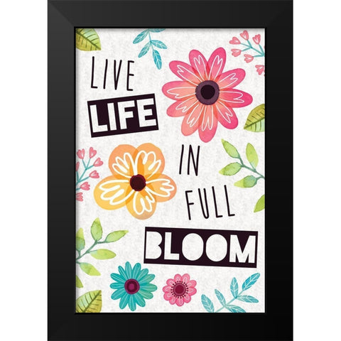 Full Bloom Black Modern Wood Framed Art Print by ND Art