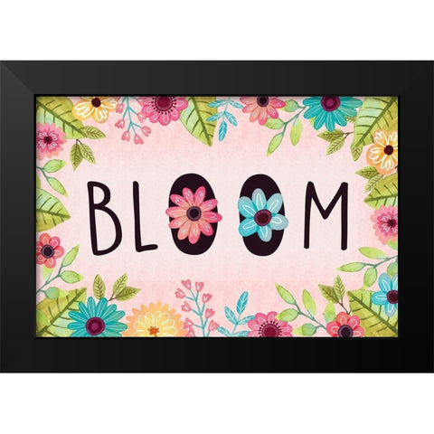 Bloom Black Modern Wood Framed Art Print by ND Art