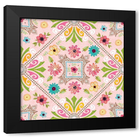 Full Bloom Pattern III Black Modern Wood Framed Art Print by ND Art