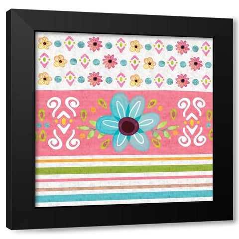 Full Bloom Pattern IV Black Modern Wood Framed Art Print by ND Art