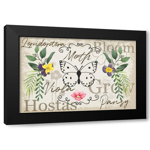 Spring Flowers Black Modern Wood Framed Art Print by ND Art