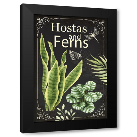 Hostas and Ferns Black Modern Wood Framed Art Print with Double Matting by ND Art