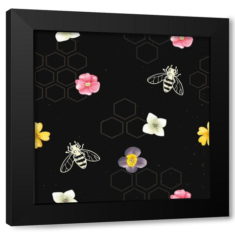 Spring Pattern I Black Modern Wood Framed Art Print with Double Matting by ND Art