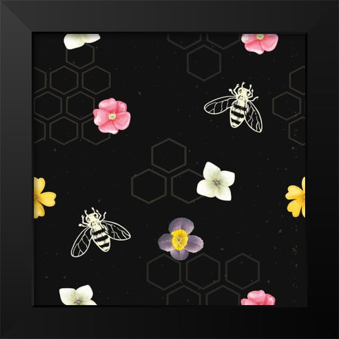 Spring Pattern I Black Modern Wood Framed Art Print by ND Art