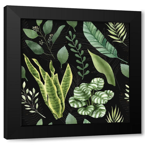 Spring Pattern III Black Modern Wood Framed Art Print with Double Matting by ND Art