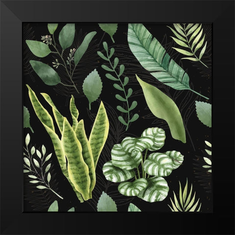Spring Pattern III Black Modern Wood Framed Art Print by ND Art