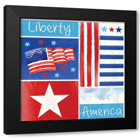 Americana Pattern I Black Modern Wood Framed Art Print with Double Matting by ND Art