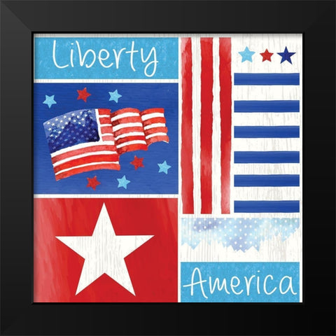 Americana Pattern I Black Modern Wood Framed Art Print by ND Art