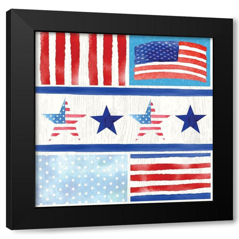 Americana Pattern III Black Modern Wood Framed Art Print with Double Matting by ND Art