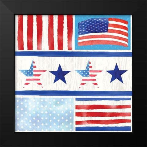 Americana Pattern III Black Modern Wood Framed Art Print by ND Art