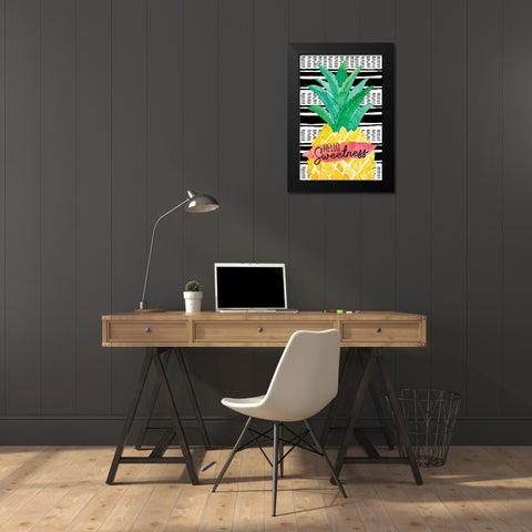 Hello Sweetness Black Modern Wood Framed Art Print by ND Art
