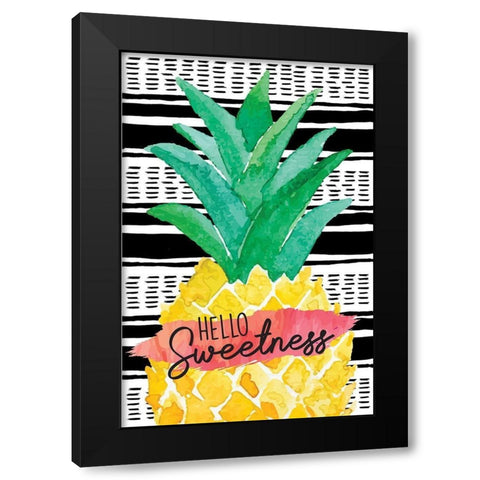 Hello Sweetness Black Modern Wood Framed Art Print by ND Art