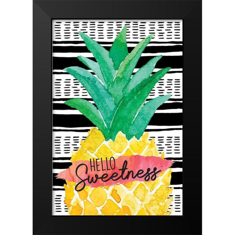 Hello Sweetness Black Modern Wood Framed Art Print by ND Art