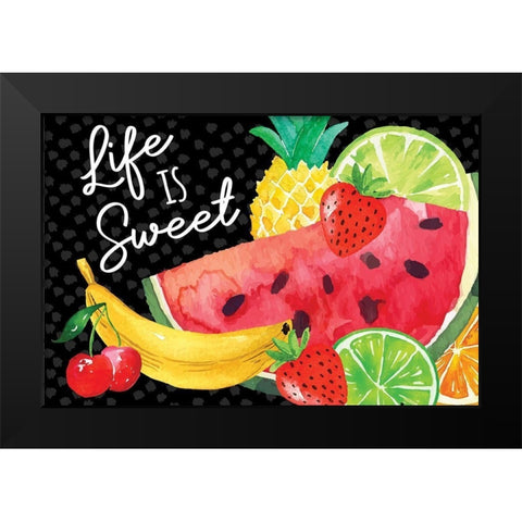 Life is Sweet Black Modern Wood Framed Art Print by ND Art