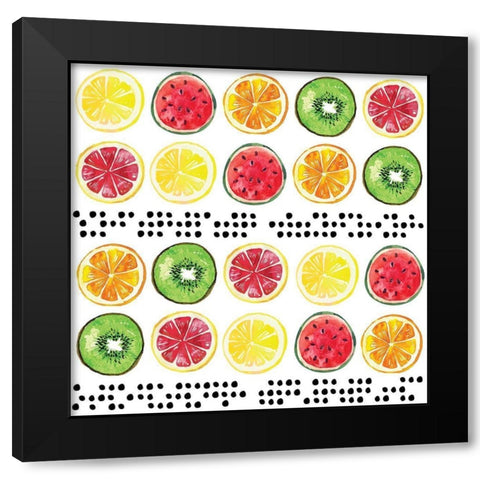 Summer Sweetness Pattern I Black Modern Wood Framed Art Print by ND Art