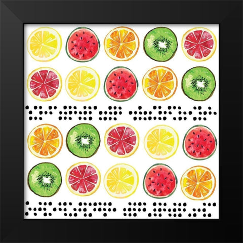 Summer Sweetness Pattern I Black Modern Wood Framed Art Print by ND Art