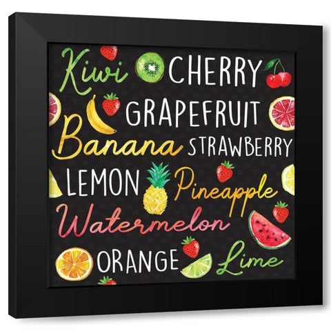 Summer Sweetness Pattern II Black Modern Wood Framed Art Print by ND Art