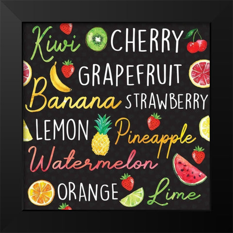 Summer Sweetness Pattern II Black Modern Wood Framed Art Print by ND Art